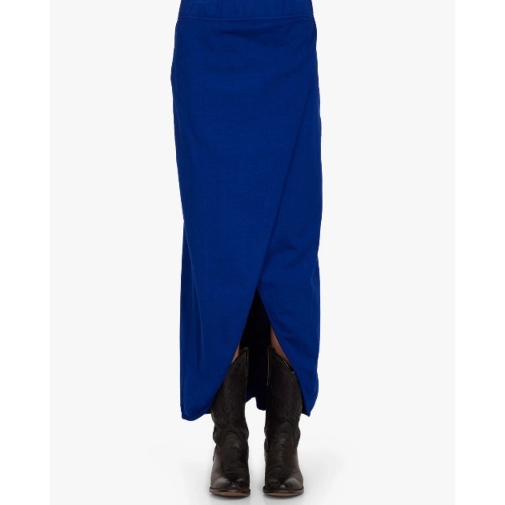 Milly Royal Blue Cotton Blend Wrap Tulip Midi Skirt Petite P Made in USA